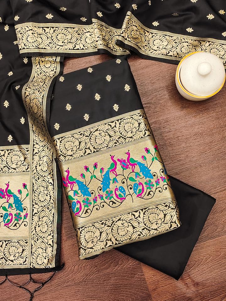Black Beauty Paithani Banarasi Silk Suit Set