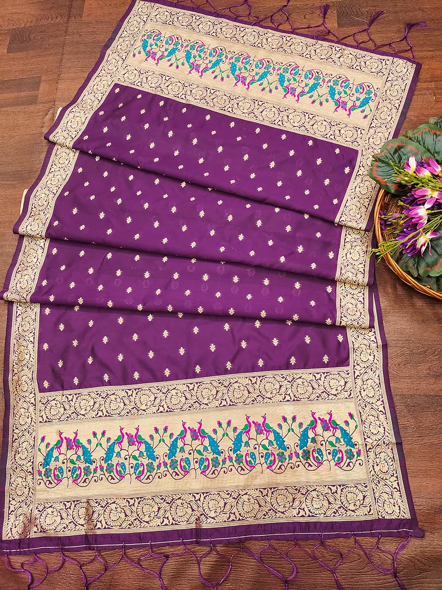 Wine Paithani Banarasi Silk Suit Set