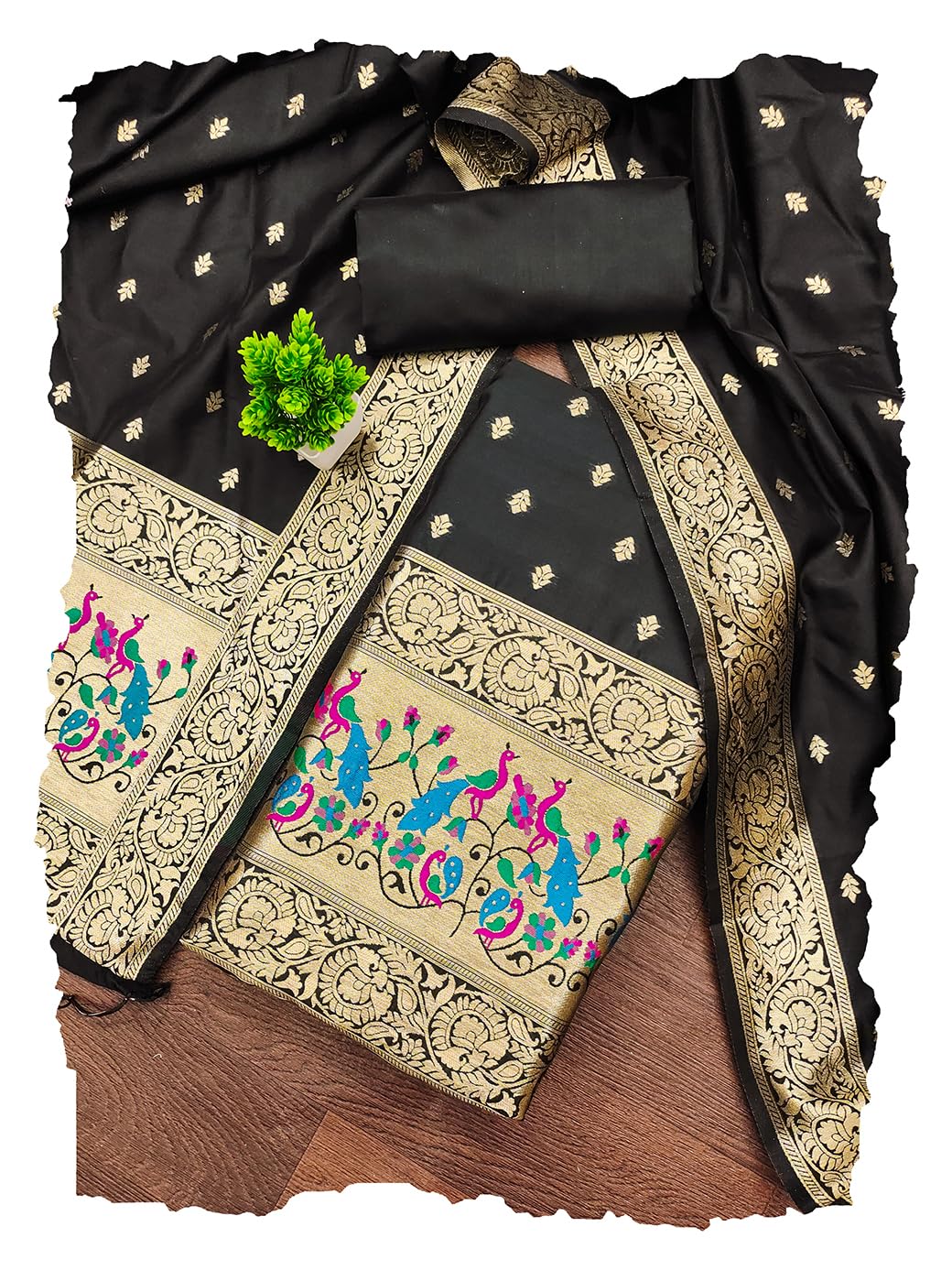 Black Beauty Paithani Banarasi Silk Suit Set