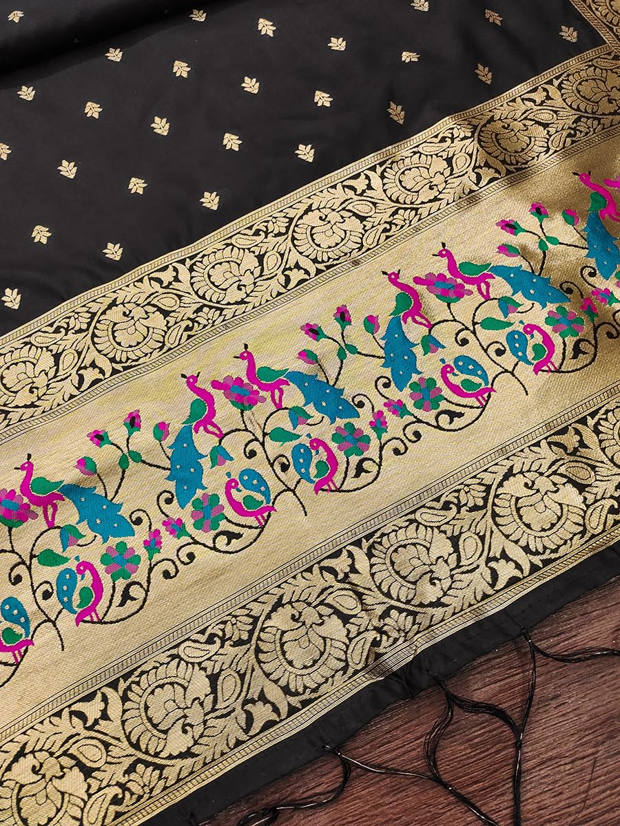 Black Beauty Paithani Banarasi Silk Suit Set