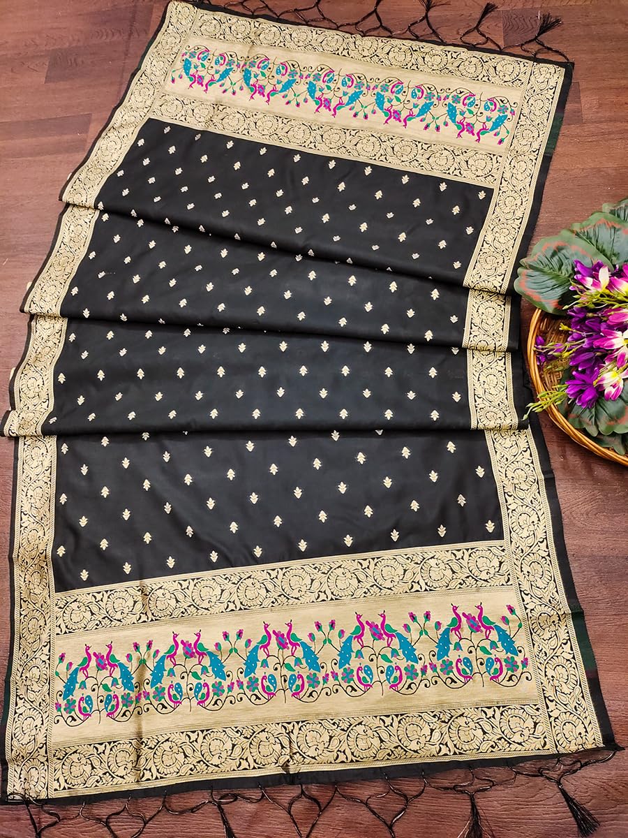 Black Beauty Paithani Banarasi Silk Suit Set