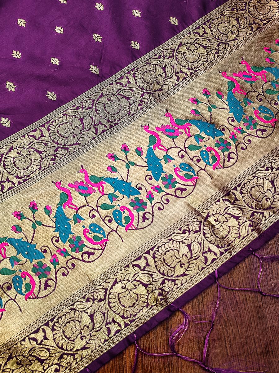 Wine Paithani Banarasi Silk Suit Set