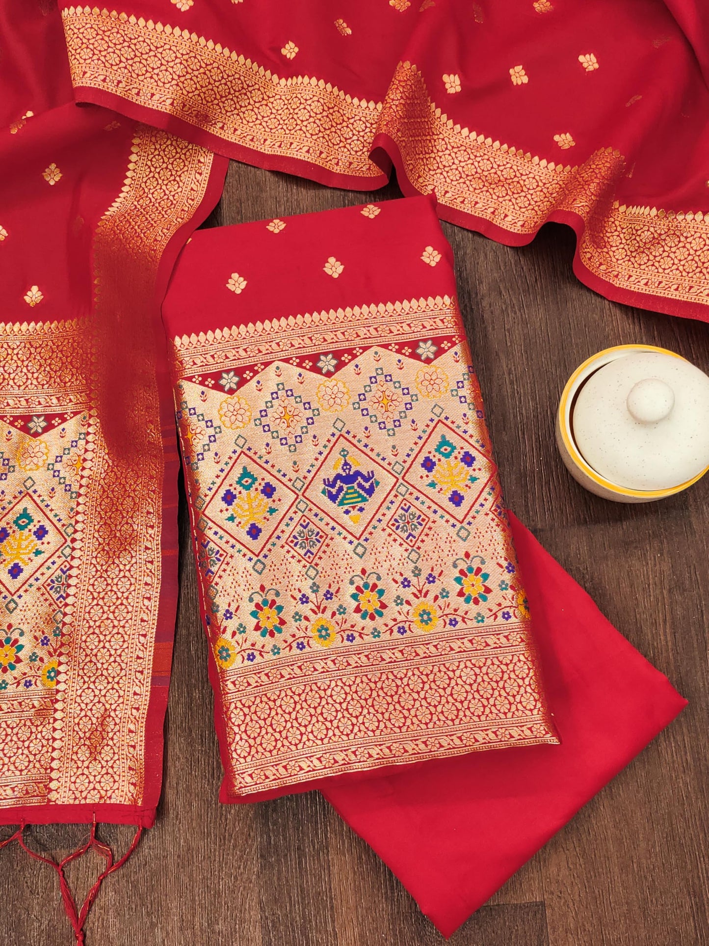 The "Heritage Red" Patola Silk Suit Set