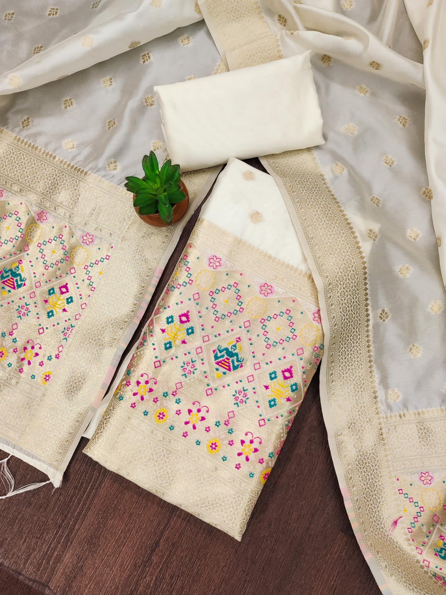 The "Cream" Patola Silk Suit Set