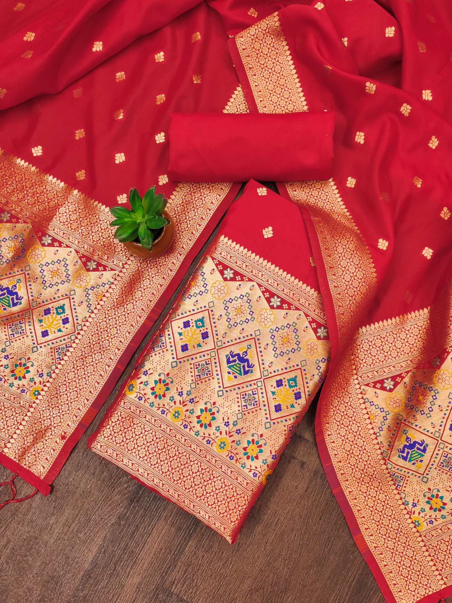 The "Heritage Red" Patola Silk Suit Set
