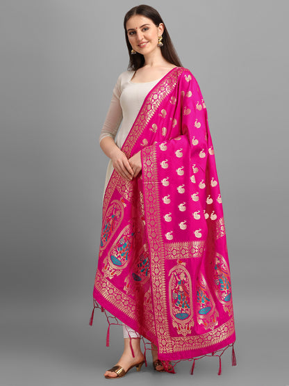 Banarasi Silk Dupatta with Intricate Zari Motifs