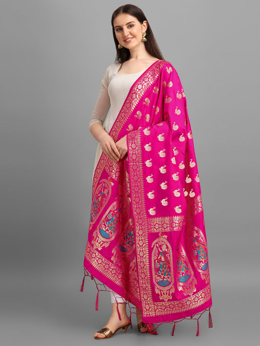 Banarasi Silk Dupatta with Intricate Zari Motifs