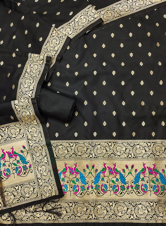 Black Beauty Paithani Banarasi Silk Suit Set