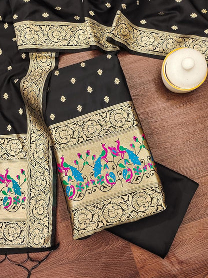 Black Beauty Paithani Banarasi Silk Suit Set