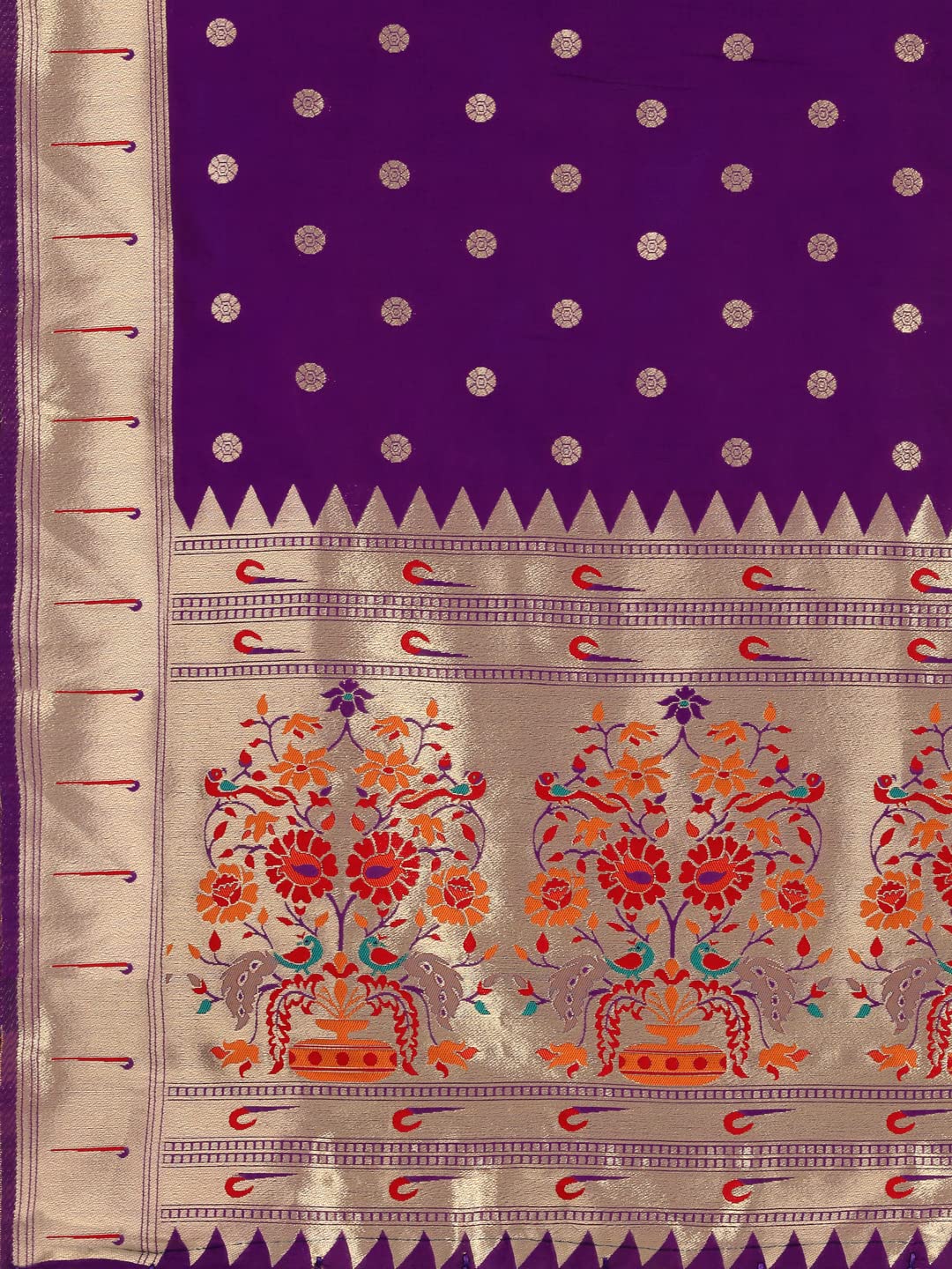 Paithani Banarasi Silk Dupatta in purple  with  Zari Meenakari Work