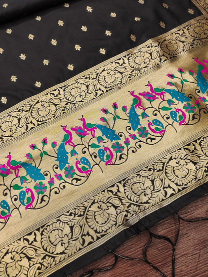 Black Beauty Paithani Banarasi Silk Suit Set