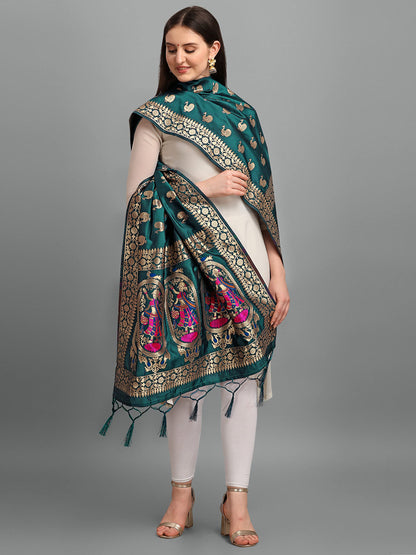 Banarasi Silk Dupatta with Intricate Zari Motifs