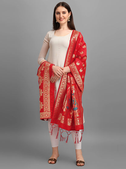 Banarasi Silk Dupatta with Intricate Zari Motifs
