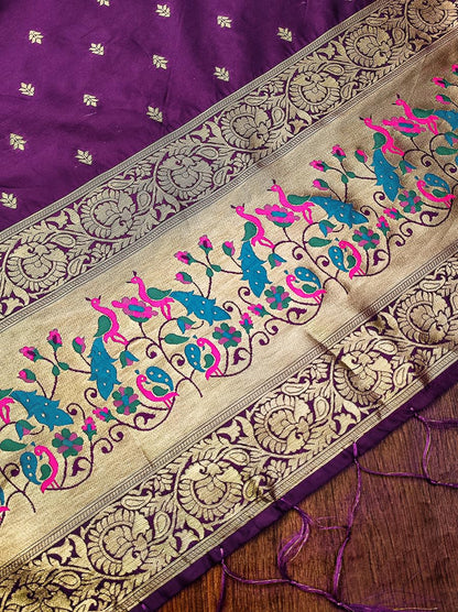 Wine Paithani Banarasi Silk Suit Set