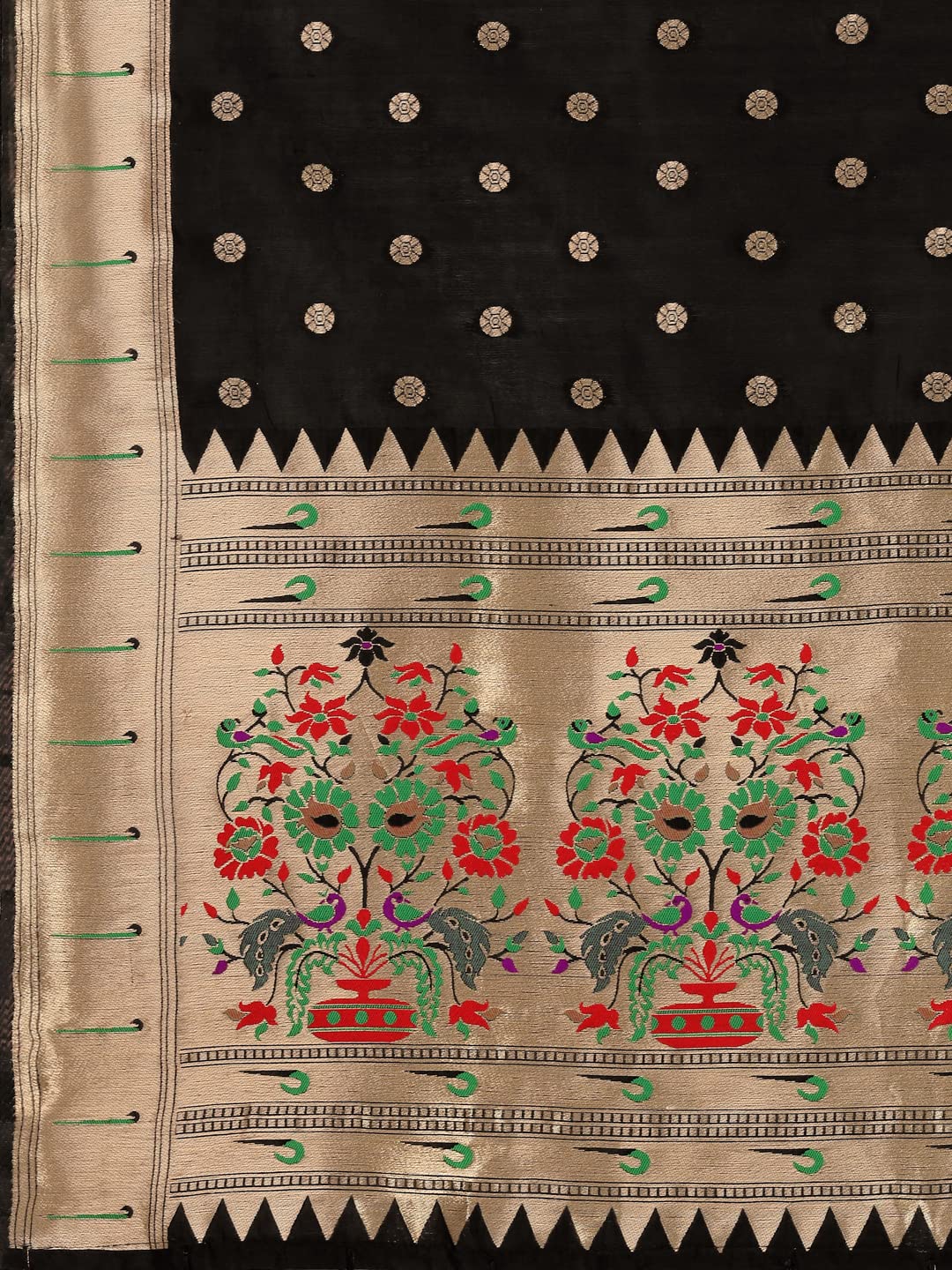 Paithani Banarasi Silk Dupatta in Black with  Zari Meenakari Work