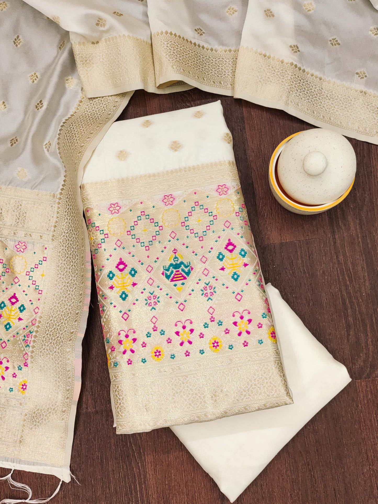 The "Cream" Patola Silk Suit Set