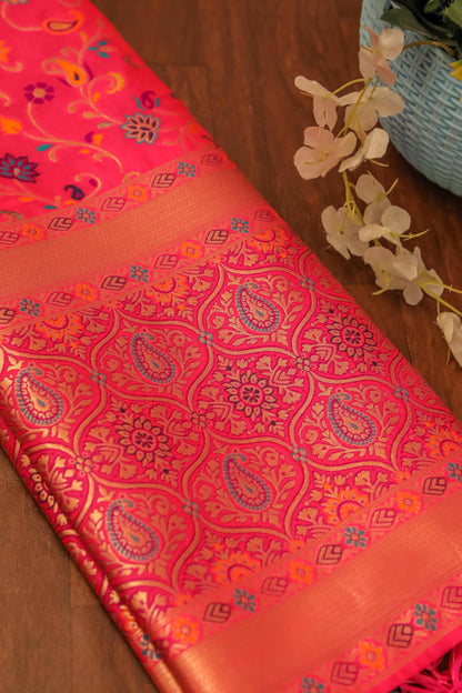 Rani Banarasi Silk Dupatta with Meena work