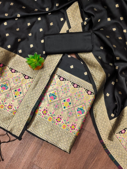 The "Royal Black" Patola Silk Suit Set