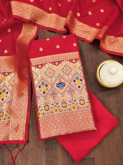 The "Heritage Red" Patola Silk Suit Set