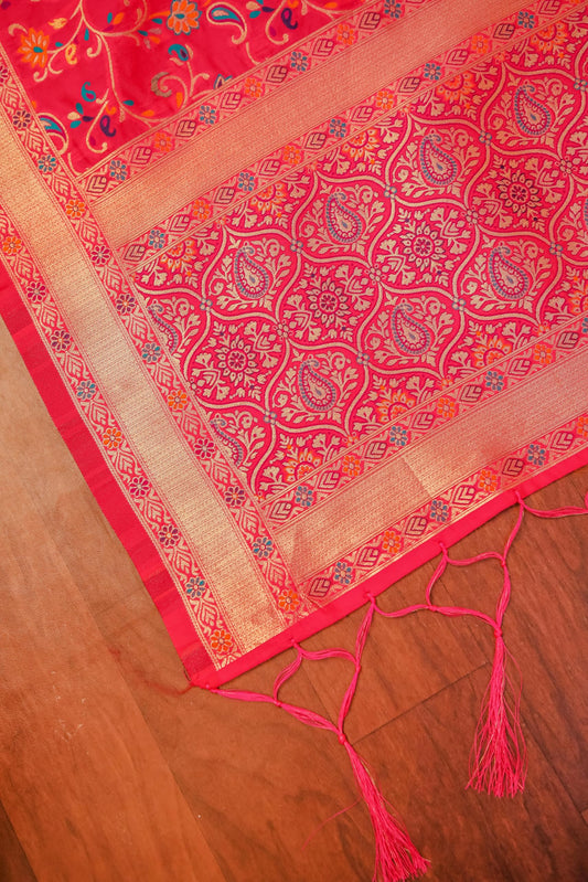 Rani Banarasi Silk Dupatta with Meena work
