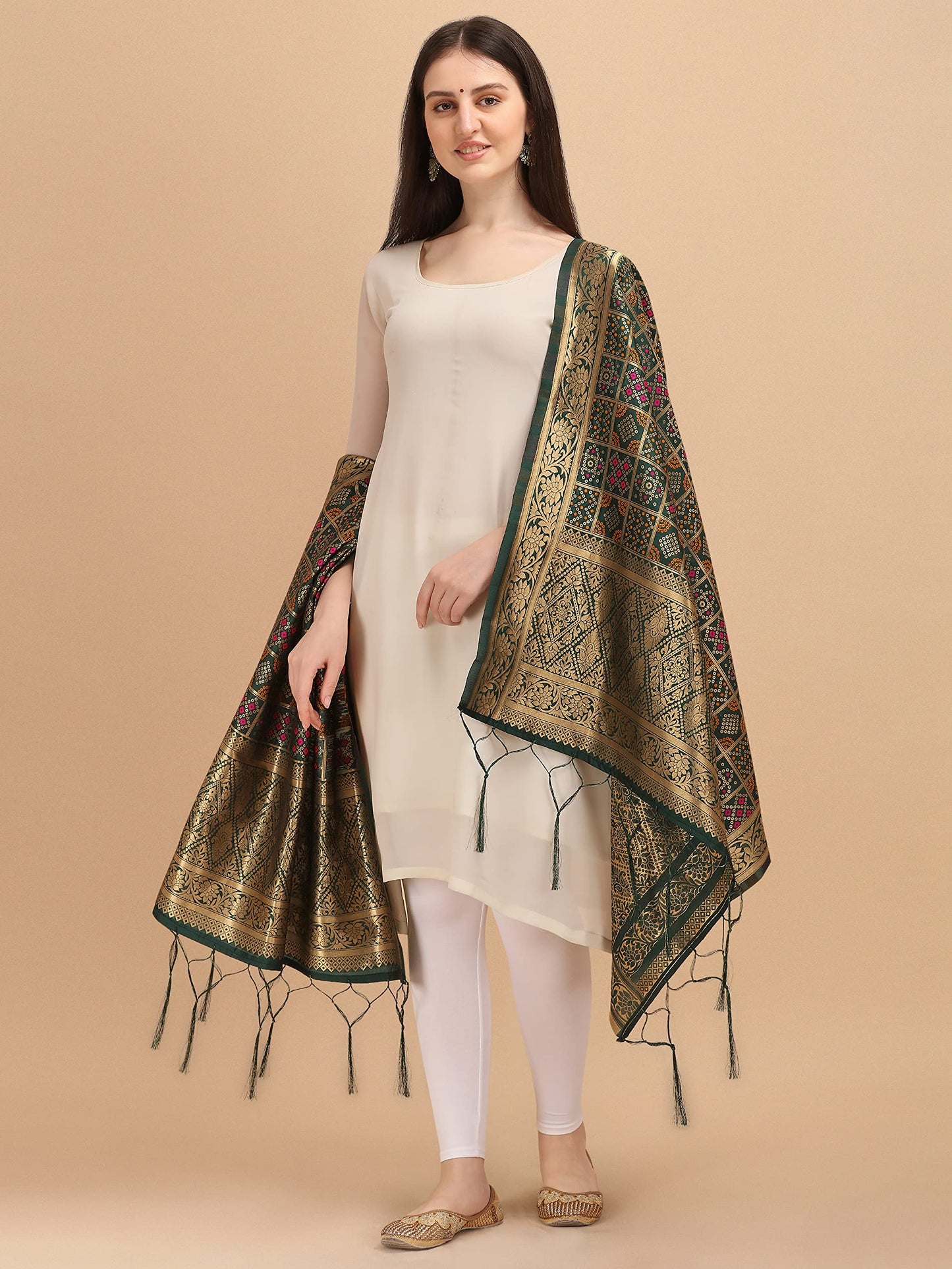 Deep Grey Banarasi Art Silk Dupatta with Multicolor Zari Weave