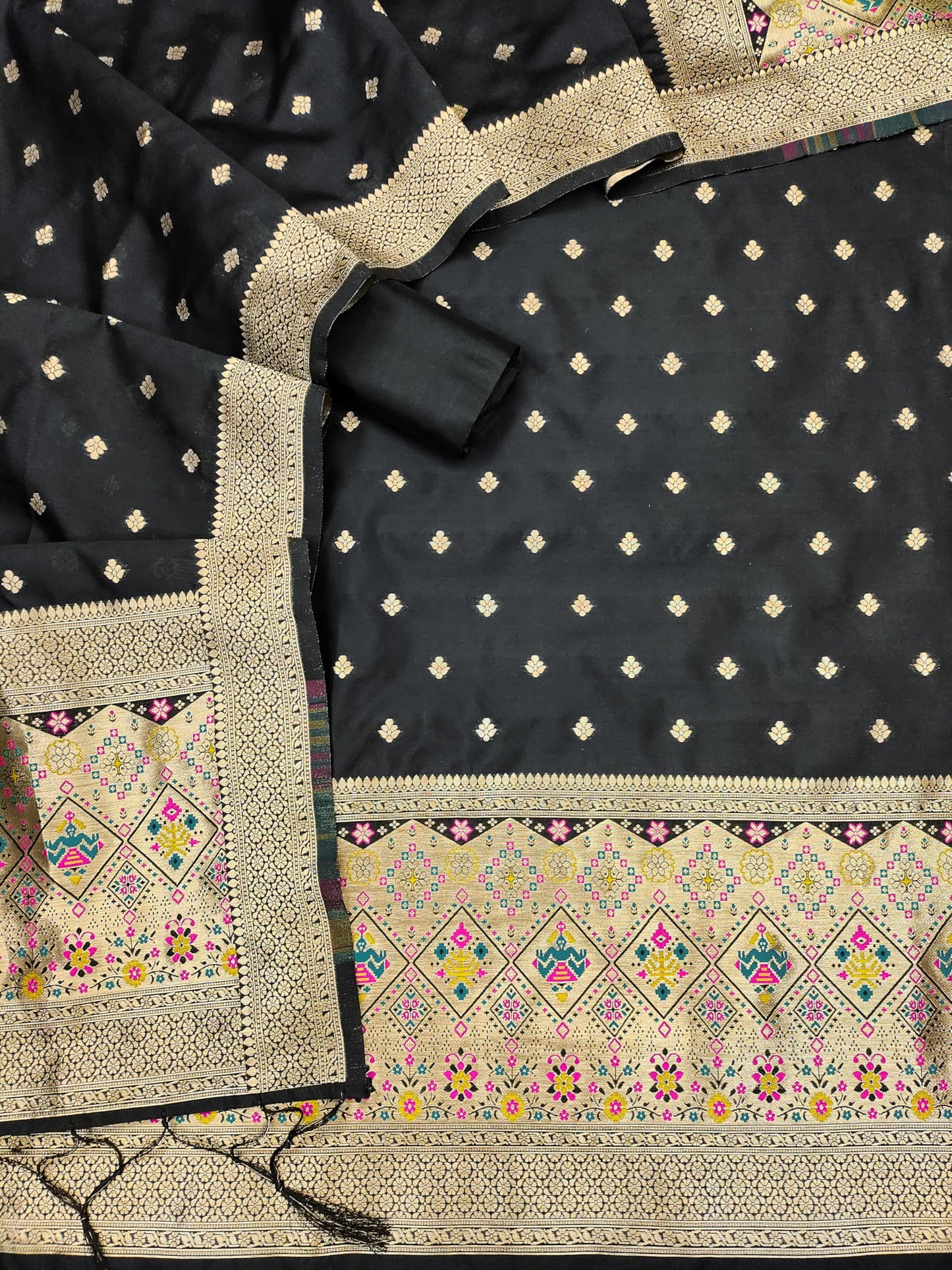 The "Royal Black" Patola Silk Suit Set