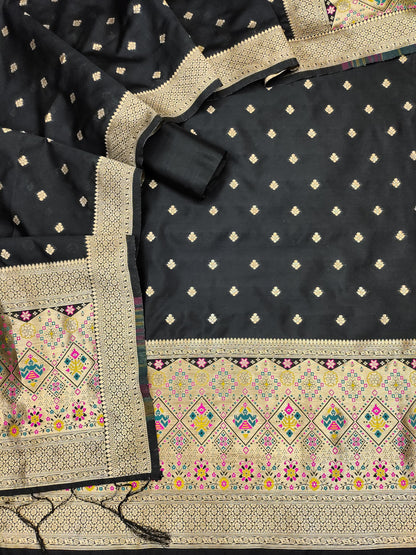 The "Royal Black" Patola Silk Suit Set