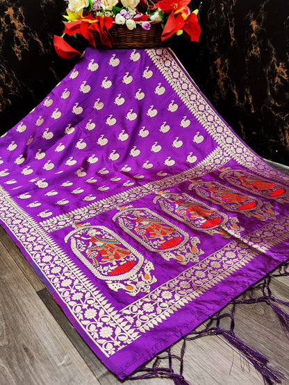 Banarasi Silk Dupatta with Intricate Zari Motifs