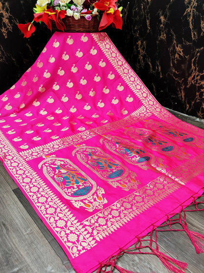 Banarasi Silk Dupatta with Intricate Zari Motifs